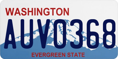 WA license plate AUV0368