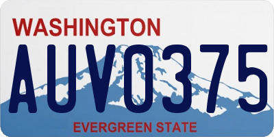 WA license plate AUV0375