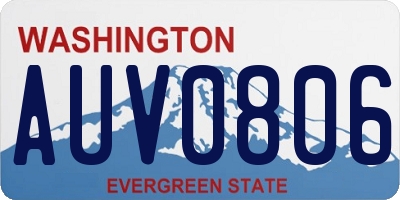 WA license plate AUV0806