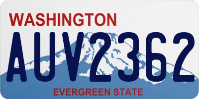 WA license plate AUV2362