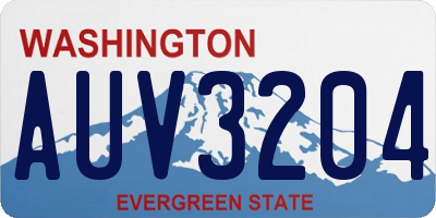 WA license plate AUV3204
