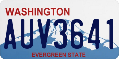 WA license plate AUV3641