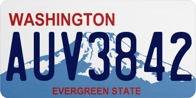 WA license plate AUV3842
