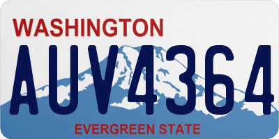 WA license plate AUV4364