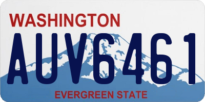 WA license plate AUV6461
