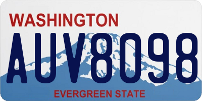 WA license plate AUV8098