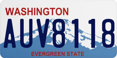 WA license plate AUV8118