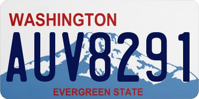 WA license plate AUV8291