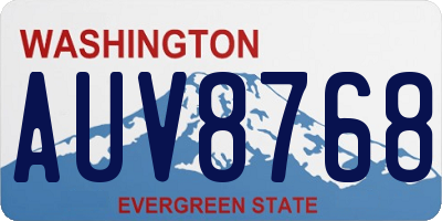 WA license plate AUV8768