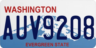 WA license plate AUV9208