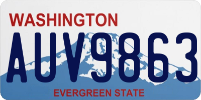 WA license plate AUV9863