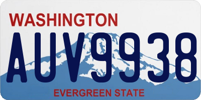 WA license plate AUV9938