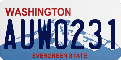 WA license plate AUW0231