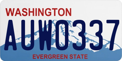 WA license plate AUW0337