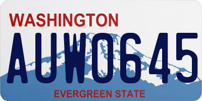 WA license plate AUW0645