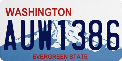 WA license plate AUW1386