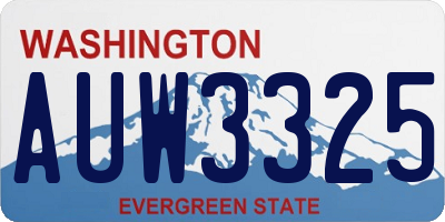 WA license plate AUW3325