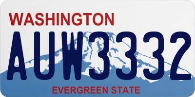 WA license plate AUW3332