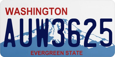 WA license plate AUW3625