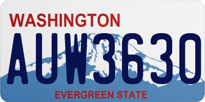 WA license plate AUW3630