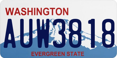 WA license plate AUW3818