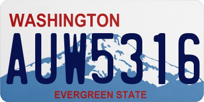 WA license plate AUW5316