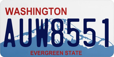 WA license plate AUW8551