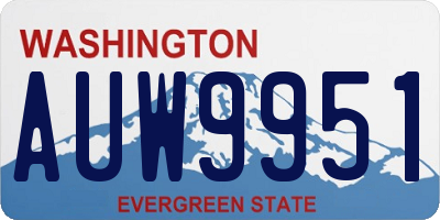 WA license plate AUW9951