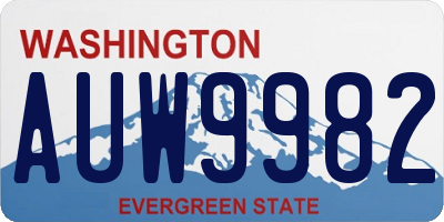 WA license plate AUW9982