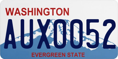 WA license plate AUX0052