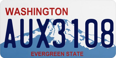 WA license plate AUX3108