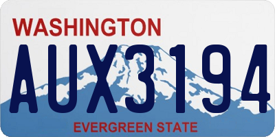 WA license plate AUX3194