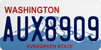 WA license plate AUX8909