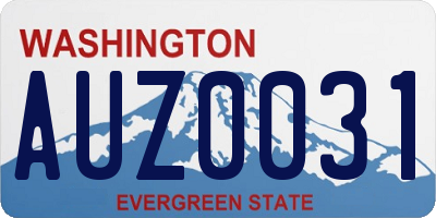 WA license plate AUZ0031