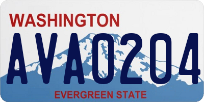 WA license plate AVA0204