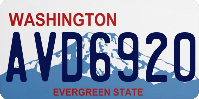 WA license plate AVD6920