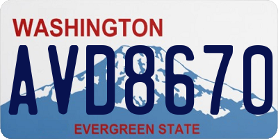 WA license plate AVD8670