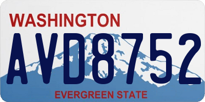 WA license plate AVD8752