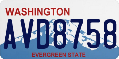 WA license plate AVD8758