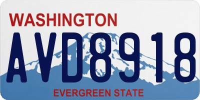 WA license plate AVD8918