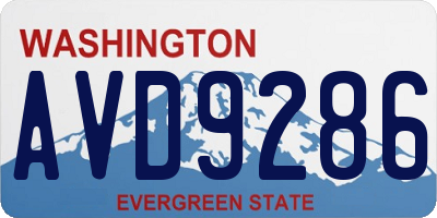 WA license plate AVD9286