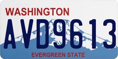 WA license plate AVD9613
