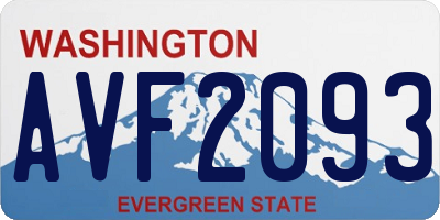 WA license plate AVF2093