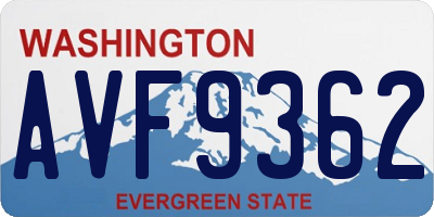 WA license plate AVF9362