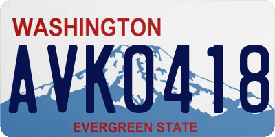 WA license plate AVK0418
