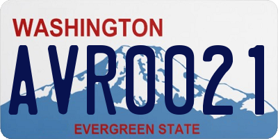 WA license plate AVR0021