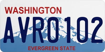 WA license plate AVR0102