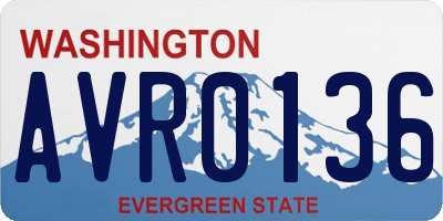 WA license plate AVR0136