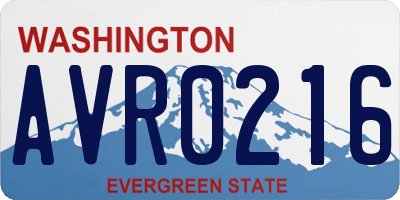 WA license plate AVR0216