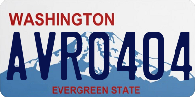 WA license plate AVR0404